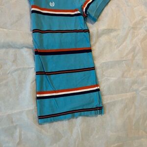 Chaps Aqua Polo with Navy and Orange Stripes